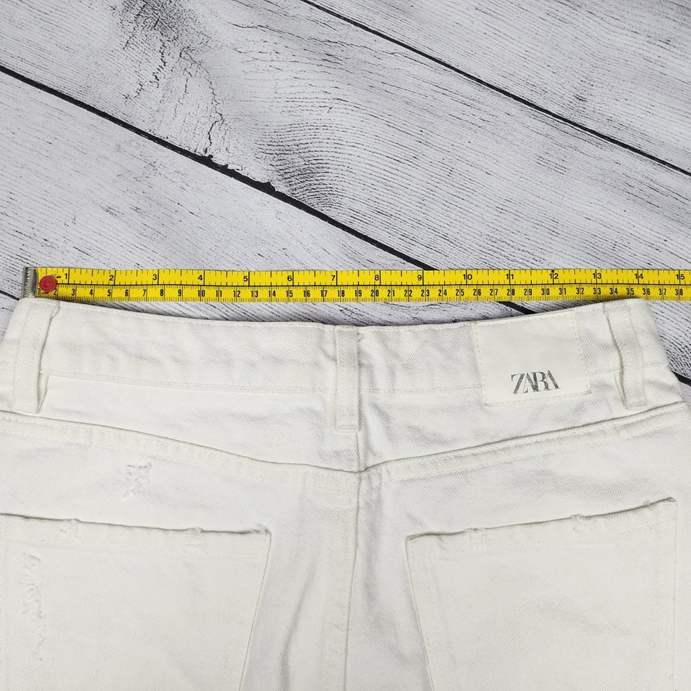 Zara Denim Skirt White Distressed, Size S - Picture 8 of 13